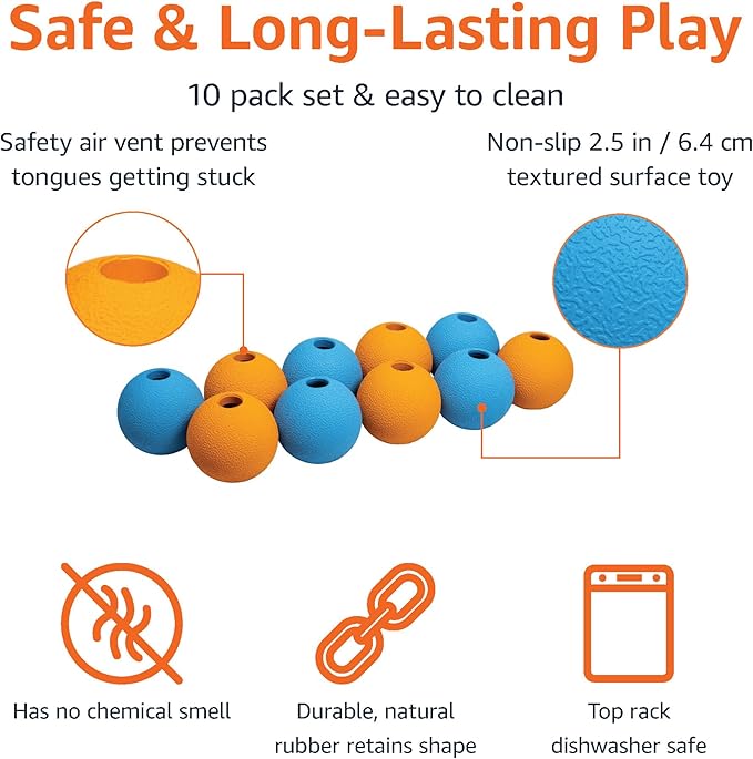 Amazon Basics Interactive Bouncy Durable Rubber Dog Toy Balls, 2.5 inch - Image 2