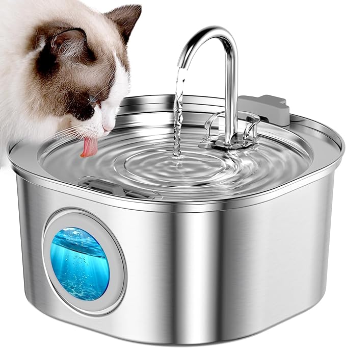 Casfuy PWS-155 Multi-Layer Filtration Quiet Stainless Steel Dog & Cat Water by casfuy