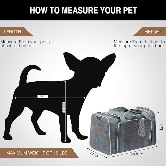 Cat Carrier - Portable Foldable Dog Pet Carrier, Soft-Sided Pet Bag up to 15 Lbs - Image 2
