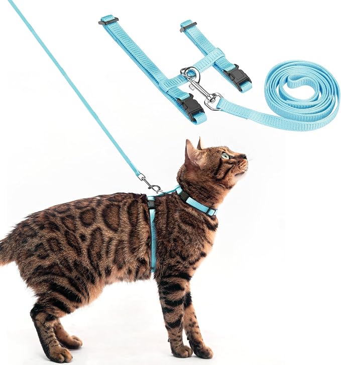 PUPTECK Adjustable Cat Harness and Leash Set Escape Proof Kitten Strap Collar by PUPTECK