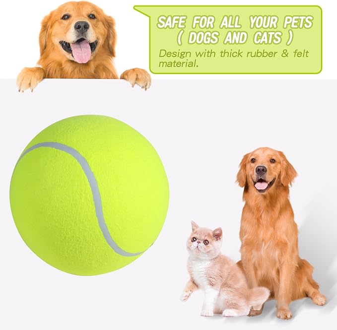 susu & wuwu Giant Tennis Ball for Dogs Yellow Big Tennis Ball for Dog Birthday - Image 4
