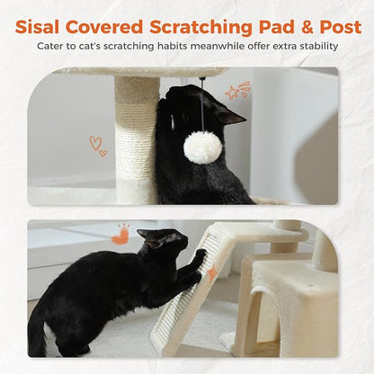 PETEPELA Small Cat Tree for Indoor Cats, Cozy Hammock and Removable Top Bed - Image 6