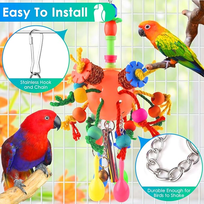 KATUMO Bird Toys, Parrot Toys Parakeet Foraging Shredder Hanging Toys Bird Ball - Image 5