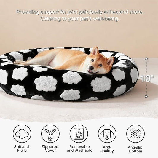 JOEJOY Donut Large Dog Bed, Cute Round Calming Dog Bed - Image 2
