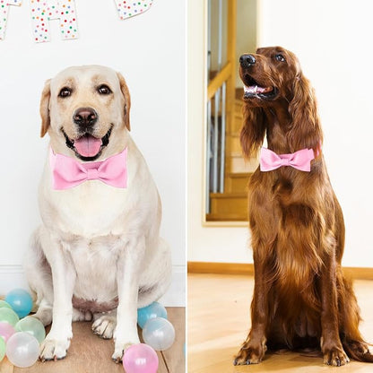 Segarty Dog Bowtie Collar for Neck Girths 12.6-18.1 inch, Adjustable Pink - Image 4