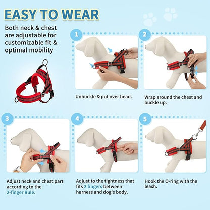 SlowTon No Pull Small Dog Harness and Leash Set, Puppy Soft Vest Harness Neck & - Image 9