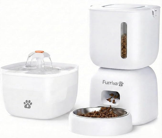Automatic Cat Feeder and Water Fountain Set - 3L Food Dispenser by Unknown