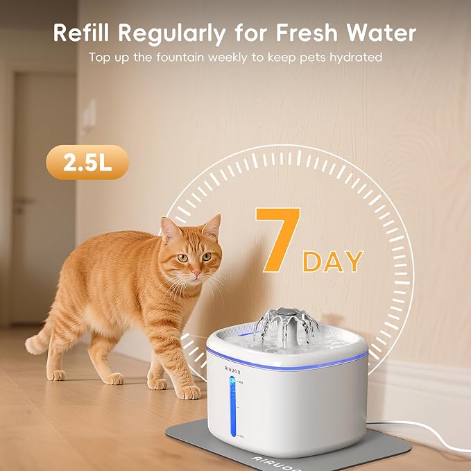 Cat Water Fountain, 84oz/2.5L Pet Cat Fountain – Ultra Quiet Upgraded Automatic - Image 2