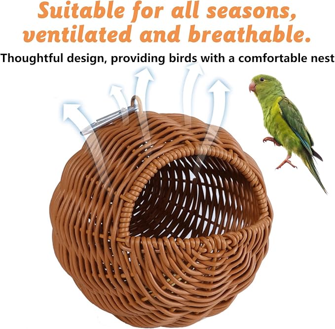BNOSDM Rattan Bird Nest Parrot Nesting House Parakeet Nesting Soft Lovebird - Image 5