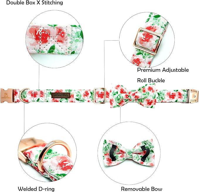 Lionheart glory Dog Collar Bow Collar Floral Dog Collar - Image 2