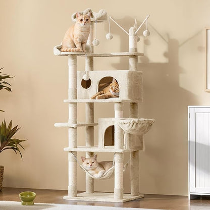 Yaheetech Cat Tree, 67in Large Tower w/ 3 Removable Teaser Sticks, 2 Kitten-Ear by Yaheetech