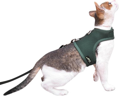 Cat Harness and Leash for Walking Escape Proof Breathable Mesh Fabric, Solid by Yizhi+Miaow