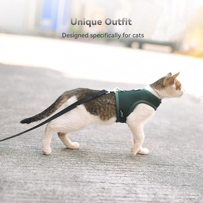 Cat Harness and Leash for Walking Escape Proof Breathable Mesh Fabric, Solid - Image 7
