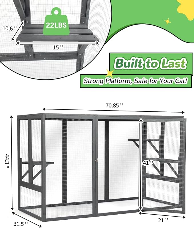 Catio Outdoor Cat Enclosure, Wooden Large Catios - Image 7