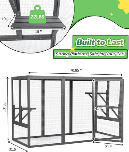 Catio Outdoor Cat Enclosure, Wooden Large Catios - Image 7
