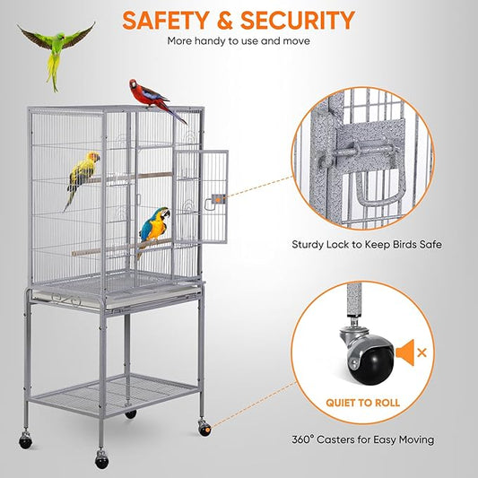 SUPER DEAL 53-Inch Rolling Bird Cage Large Wrought Iron Cage - Image 2