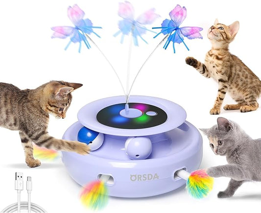 ORSDA Cat Toy, 3-in-1 Automatic Interactive Electronic Moving Ambush Feather by ORSDA