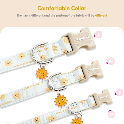 Faygarsle Sunshine Pattern Dog Collar, Adjustable Cotton Fabric, Cute Design - Image 5
