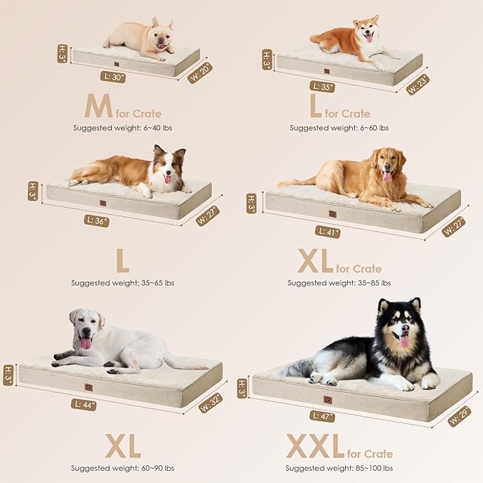 EHEYCIGA Waterproof Dog Bed Orthopedic 41"x27", Memory Foam Pet Bed - Image 3