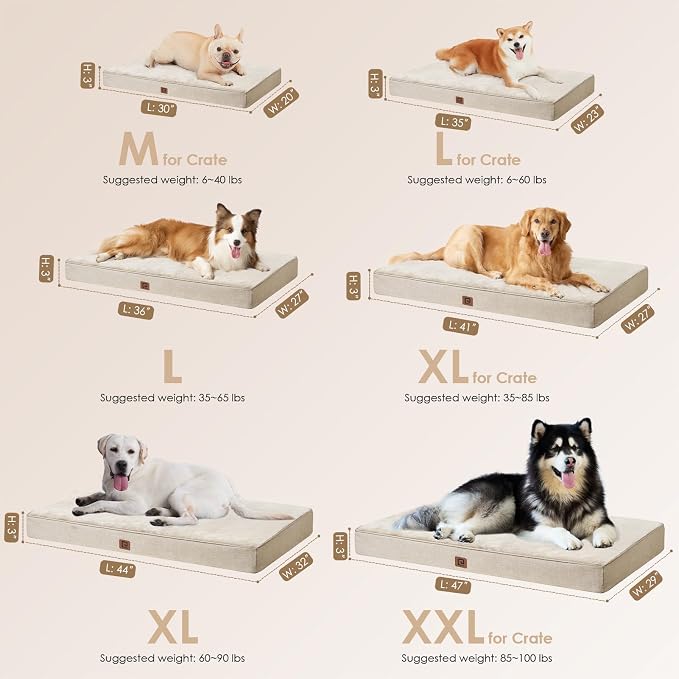 EHEYCIGA Waterproof Dog Bed Orthopedic 30"x20", Memory Foam Pet Bed - Image 3