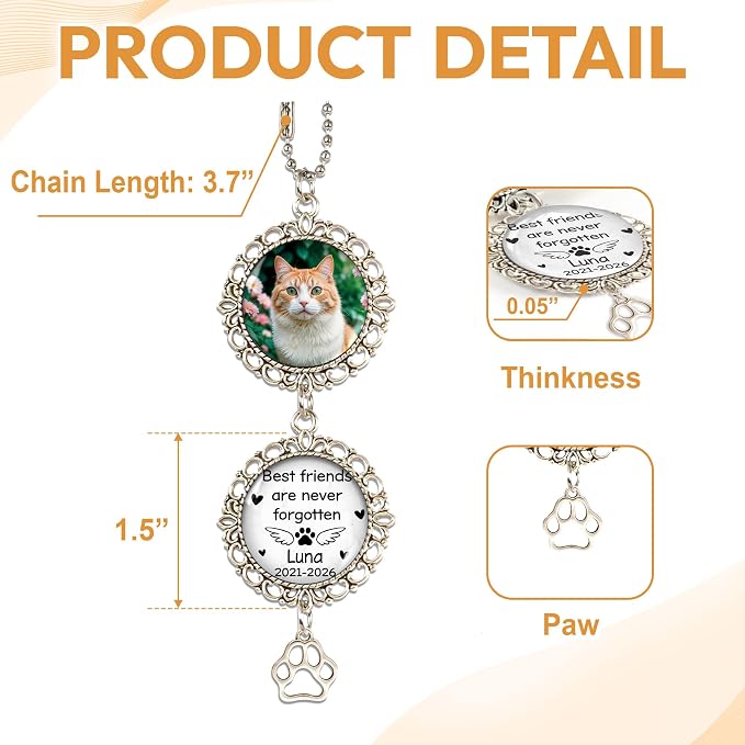 Hyturtle Personalized Pet Memorial Car Hanging Ornament - Image 4