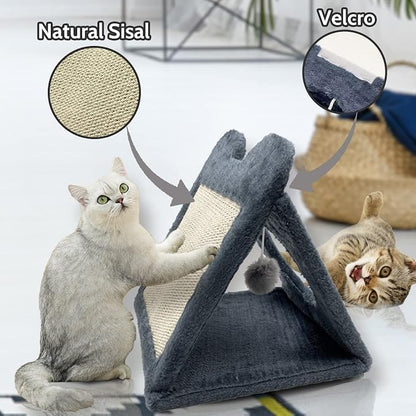 Fhiny Triangle Cat Scratching Post, Natural Sisal Cat Standing Scratch Board - Image 3