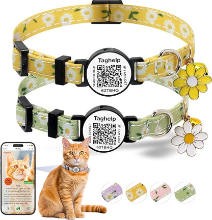 QR Code Breakaway Cat Collar 2-Pack, Safety Collar by Taghelp