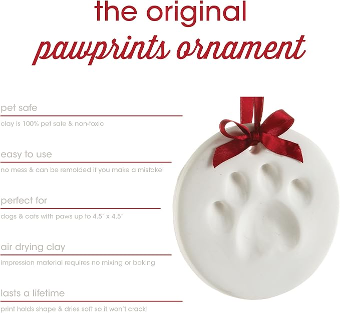 Pearhead Clay Pawprint Christmas Ornament, Pet Owner Holiday Gift, Dog or Cat - Image 4