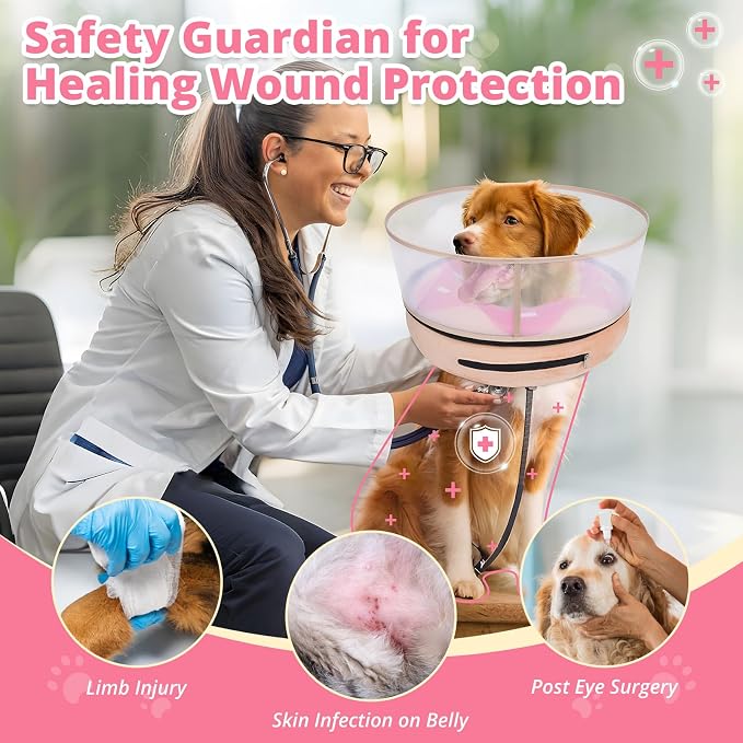 Inflatable Dog Cone with Transparent Shield, Protective Dog Donut Collar After - Image 5