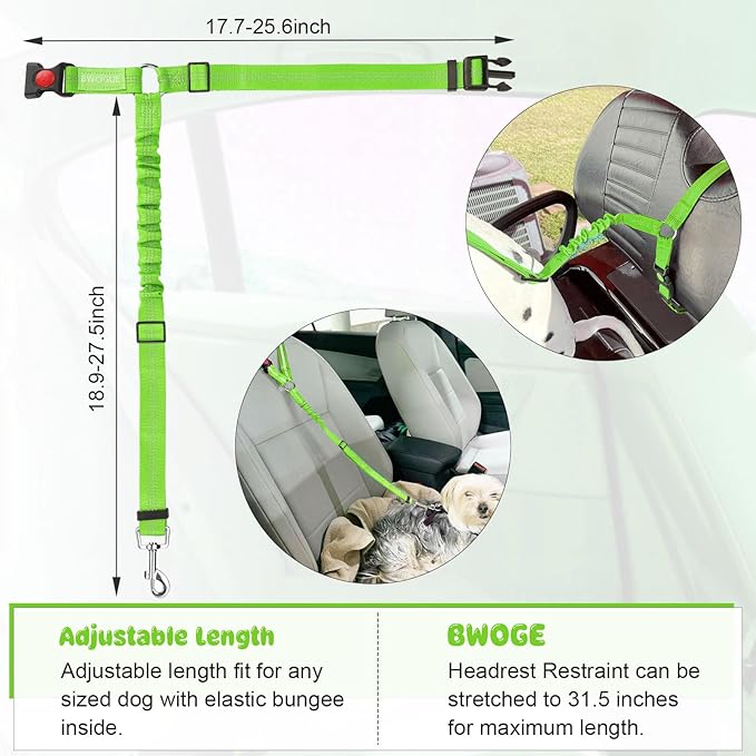 BWOGUE Pet Dog Cat Seat Belt Reflective Car Dog Headrest Restraint Leash - Image 3