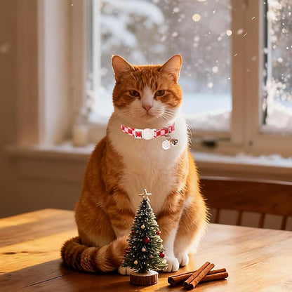 Cat Collar-2Pack Autumn Orange Plaid Kitten Collars-Halloween Plaid Breakaway - Image 2