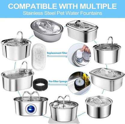 Cat Water Fountain Filter for Stainless Steel 108oz/3.2L& 67oz/2L Automatic Pet - Image 2