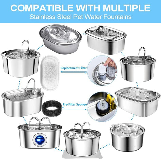 Cat Water Fountain Filter for Stainless Steel 108oz/3.2L& 67oz/2L Automatic Pet - Image 2