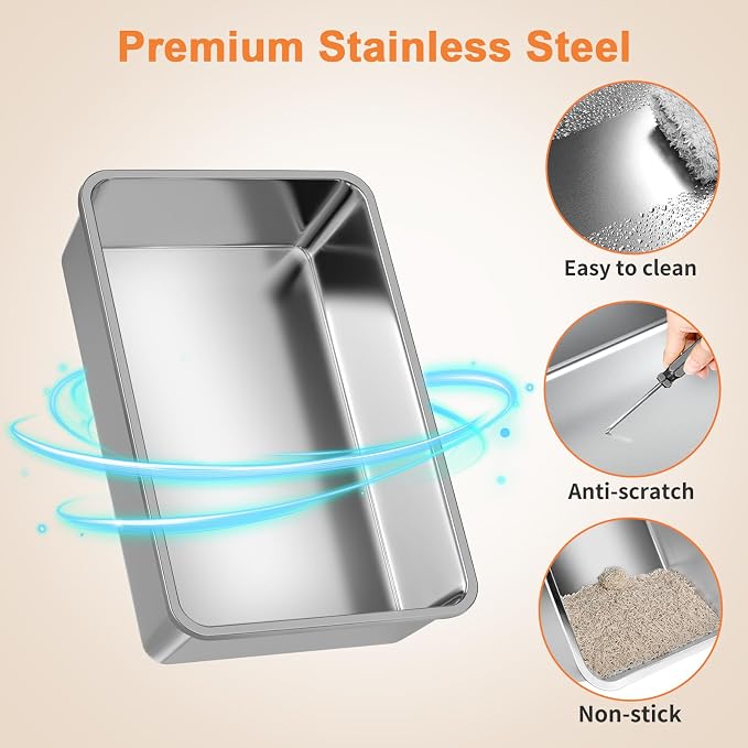 URPOWER Stainless Steel Cat Litter Box - Image 7