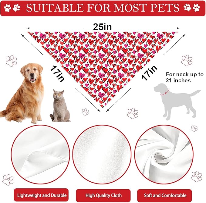 Valentines Dog Bandana Reversible Triangle Bibs Scarf Mother's Day Bandanas - Image 7