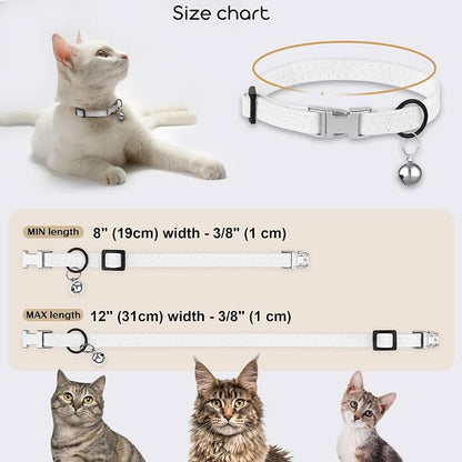Leather Cat Collar with Buckle and Removable Bell - Image 3
