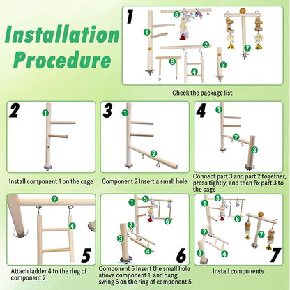 PINVNBY Bird Playground Parrot Play Gym Parakeet Cage Play Stand Wooden Perches - Image 6