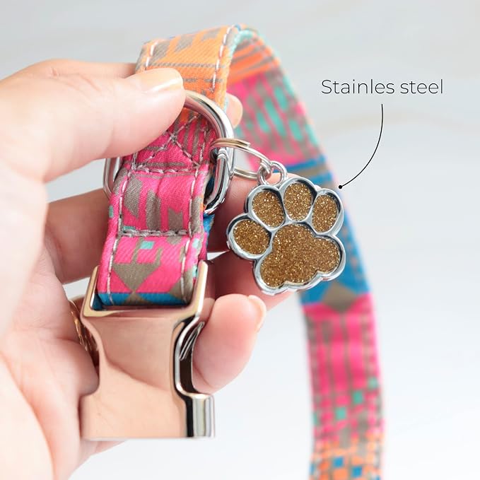 Paw Shape Dog ID Tag Stainless Steel Custom Laser Engraved, Cute Bling Glitter - Image 9