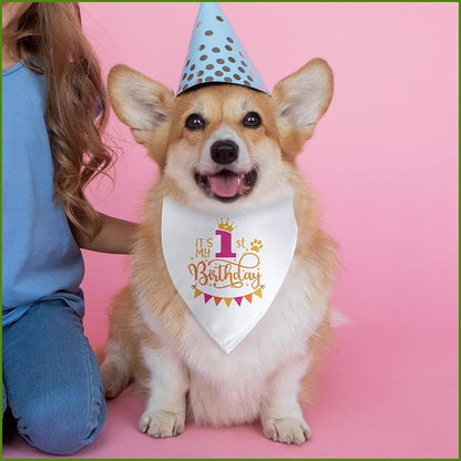 It's My 1st Birthday Dog Bandana Happy 1st Birthday Pet Triangle Scarf - Image 6