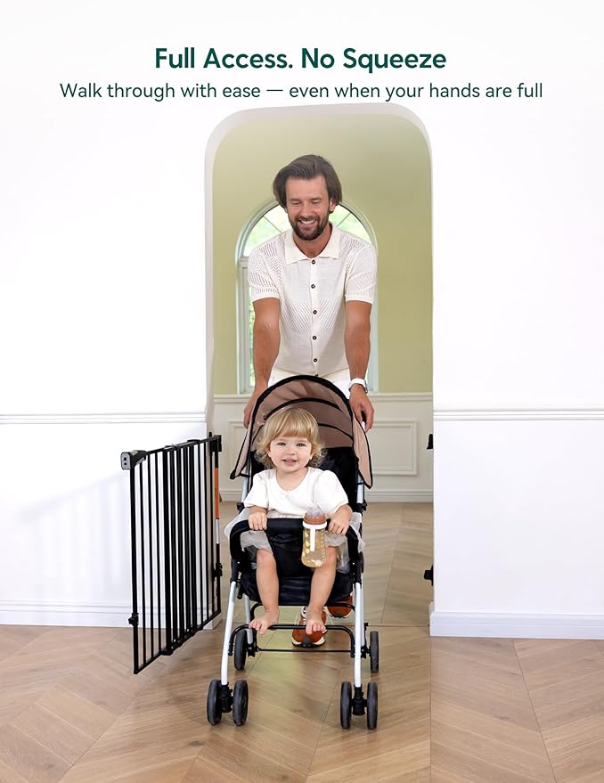 Babelio Baby Gate for Stairs, Kitchen & Doorways, No Bottom Bar| Easy Install| - Image 3