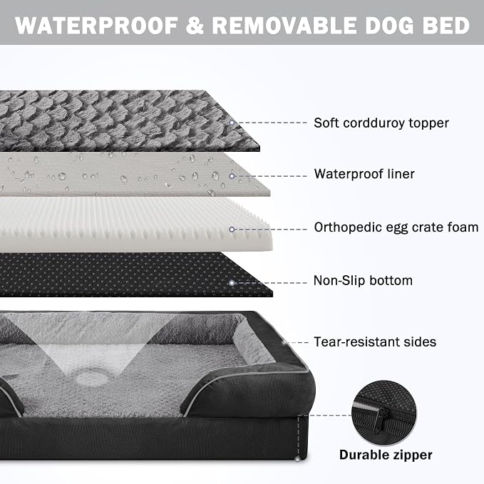 INVENHO Orthopedic Dog Beds Large Sized, XL Egg-Crate Foam Dog Couch - Image 4