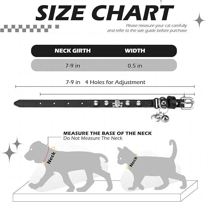 EXPAWLORER Leather Cat Collar for Girl Boy- Adjustable Pet Collar - Image 2