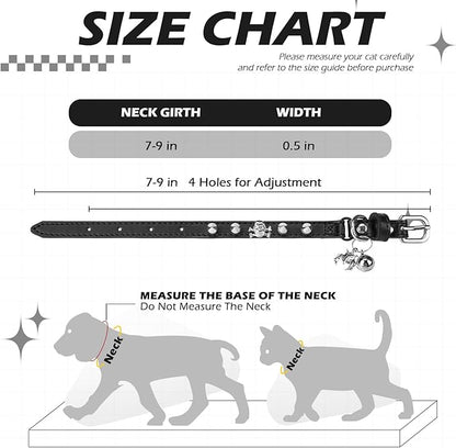 EXPAWLORER Leather Cat Collar for Girl Boy- Adjustable Pet Collar - Image 2