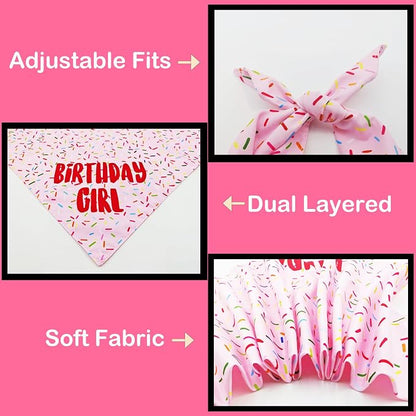 Birthday Girl Dog Bandanas 1 Pack, HBD Pet Scarves - Image 4