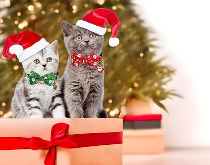 Christmas Cat Collar with Cute Bow Tie Bell 2Pack Red Green Santa Claus - Image 7