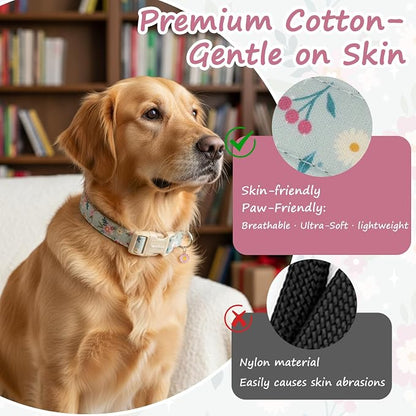 Cotton Dog Collar, Adjustable Puppy Dog Collars, Cute Girl or Boy Dog Collar - Image 4