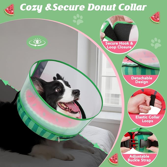 Inflatable Dog Cone with Anti-Licking Clear Shield, Protective Dog Donut Collar - Image 2