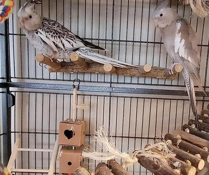 Bird Parrot Ladder Perch for Cage, Nature Wooden Bird Bridge Exercise Stands - Image 3