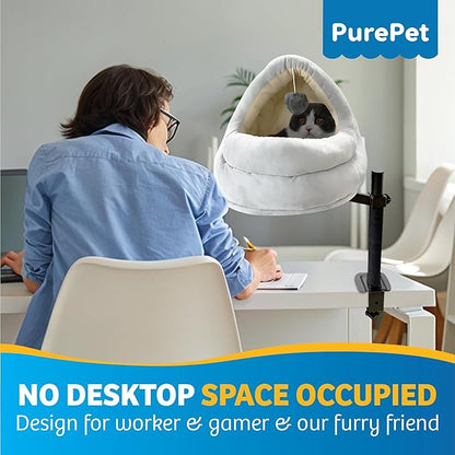 Cat Desk Bed with Scratching Post – Elevated Modern Perch - Image 7