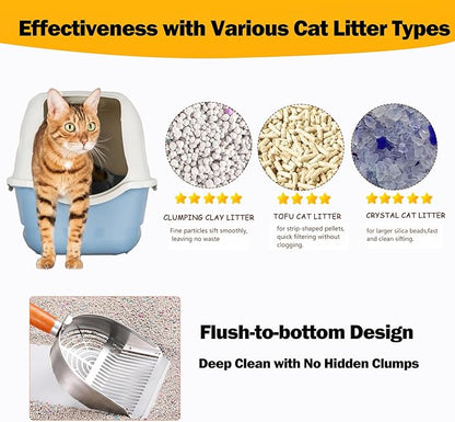 Custom 40% Thicker Side Edges 304 Stainless Steel Metal Cat Litter Scoop - Image 8